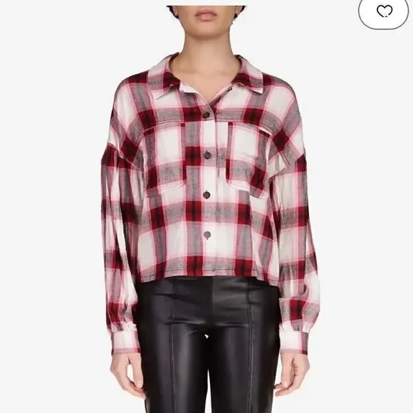 Sanctuary Pocket Detail Plaid (Viola
Plaid) Women's Clothing Boyfriend New L - Picture 2 of 7